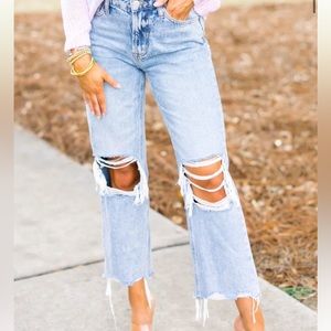 VERVET LESLIE DENIM-LIGHT WASH Denim Crop 90s Vintage Flare Jeans Size 27 NWOT